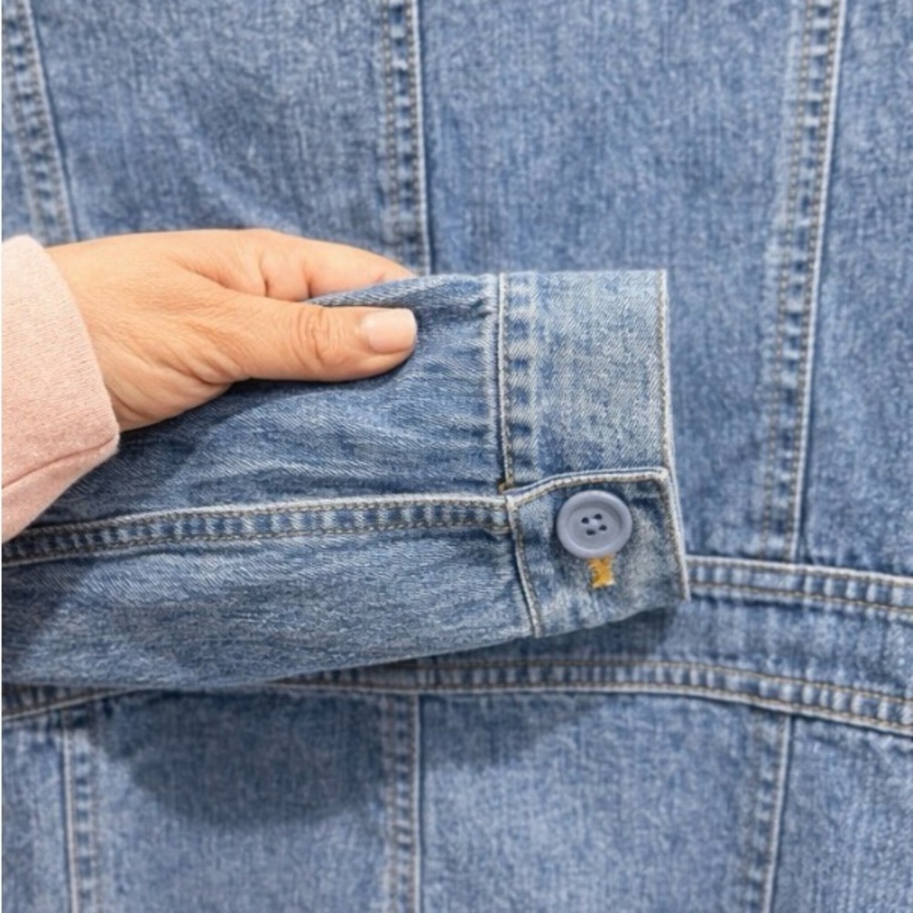 Valerie Stevens 100% Cotton Light Blue Denim Button-Front Jacket L - Picture 8 of 9